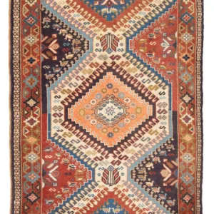R1018: Handmade Vintage Yalameh Rug approx 3x5