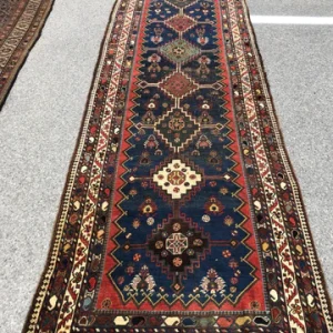R129: Antique Handmade Oriental Runner Persian Origin 3'8" x 13'7"