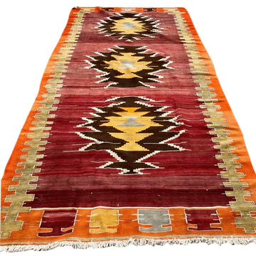 R35: Vintage Handmade Kilim in Bright Colors 5'1" x 10'4"
