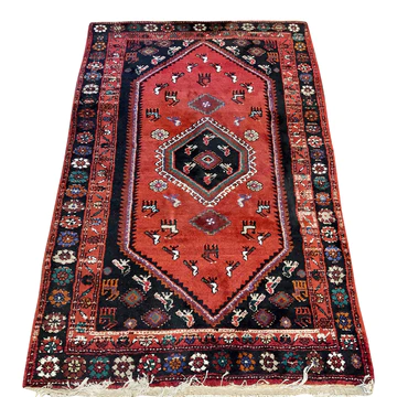 R73: Vintage Handmade Oriental Rug with Animal and Spider Motifs 4'1" x 6'5"